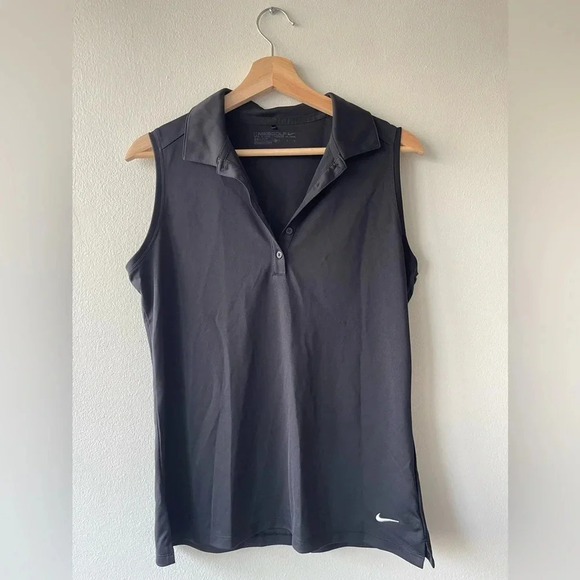 Nike Sleeveless Golf Polo Shirt - Dri-Fit Technology, Black, Collar - Size Large - Picture 3 of 8